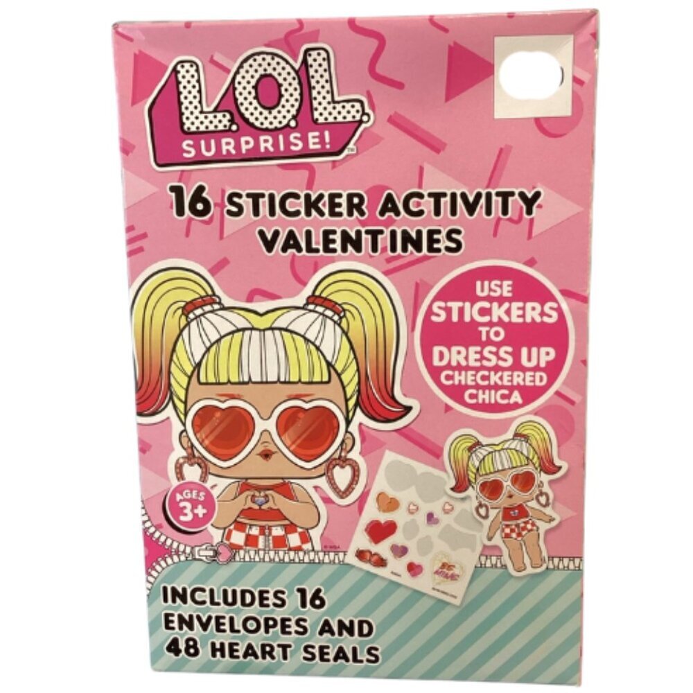 LOL Surprise 16 Sticker Activity Valentines Cards Set w/ Envelopes & Heart Seals